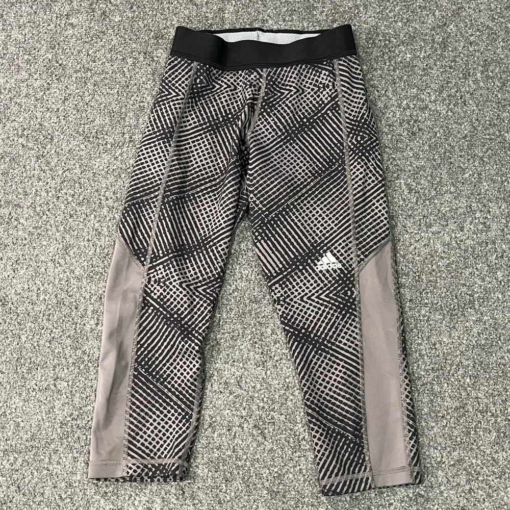 Adidas Techfit Compression Leggings - Black and Gray Sz XS
